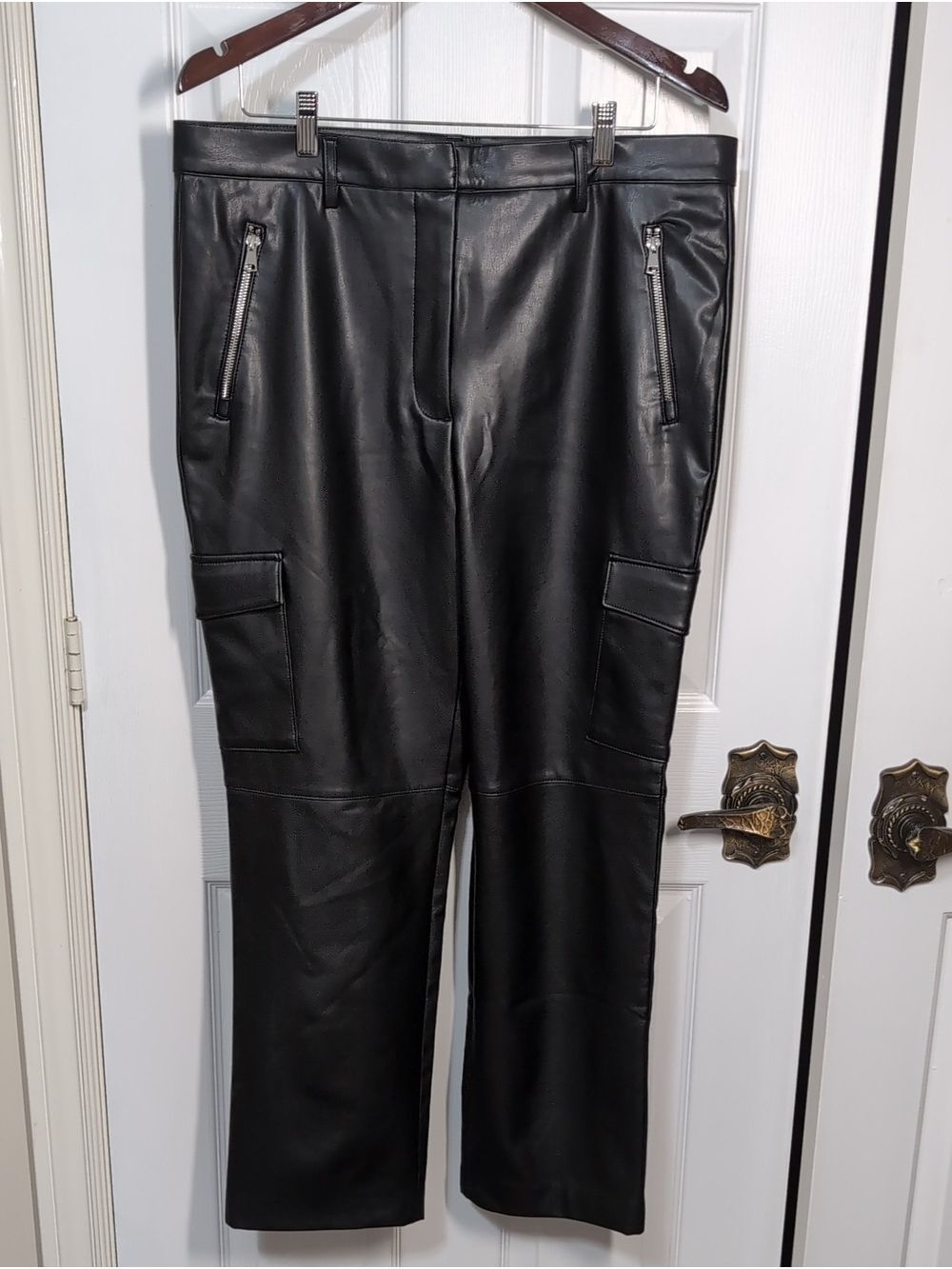 Melanie Lyne Faux Leather Cargo Pants Size 14 NEW